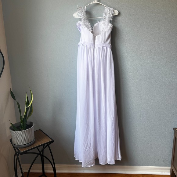 White Wedding Dress Chiffon A-Line Bodice - Picture 10 of 12